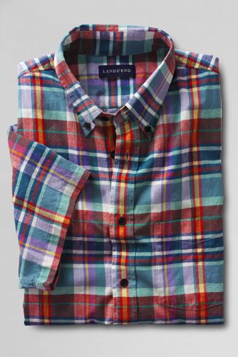 Men's Short Sleeve Island Emerald Madras Shirt