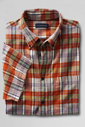 Men's Short Sleeve Orange Spark Madras Shirt