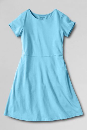 Girls' Short Sleeve Solid A-line Dress