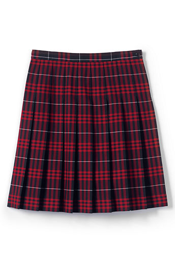Women's Plaid Pleated Skirt (Below The Knee) - Classic Navy Large Plaid, 10