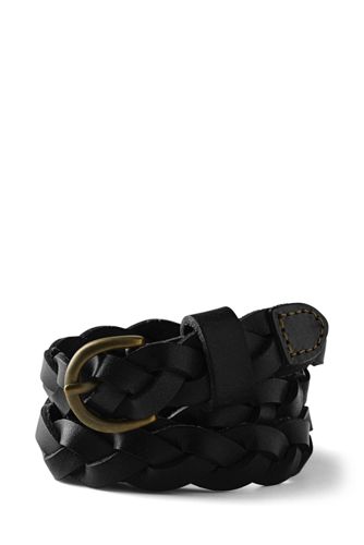 Girls' Thin Braided Leather Belt
