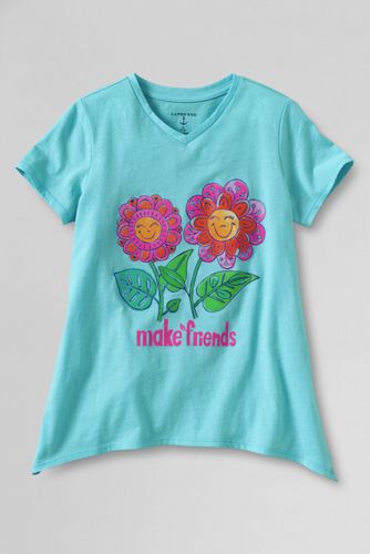 Girls' Short Sleeve Make Friends Curved Hem Graphic T-shirt