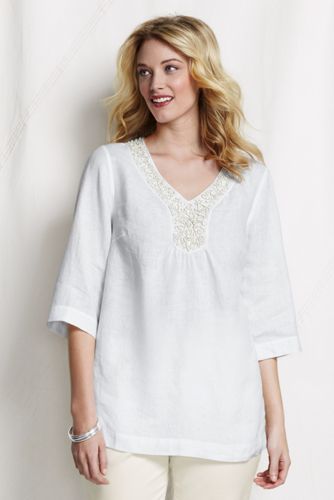 Women's Plus Size 3/4-sleeve Embellished V-neck Tunic