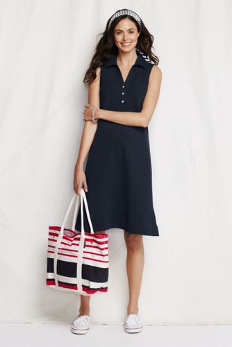 Women's Sleeveless Stretch Piqu&eacute; Polo Dress