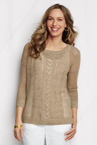 Women's 3/4-sleeve Linen Cotton Cable Marl Tunic