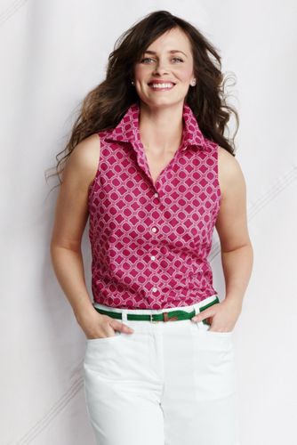 Women's Sleeveless Button-front Shell