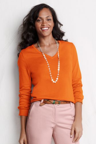 Women's Fine Gauge Supima Picot V-neck