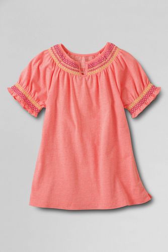 Girls' Smocked Neck Neon T-shirt