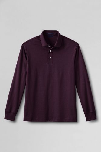 【ランズエンド LANDS' END】メンズ・スーピマ・インターロック・ポロ/無地/長袖 ランズエンド