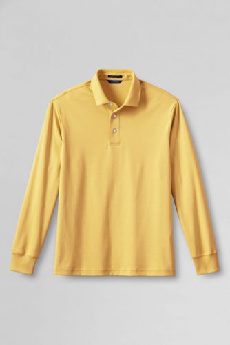 【ランズエンド LANDS' END】メンズ・スーピマ・インターロック・ポロ/無地/長袖 ランズエンド