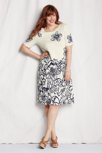 Women's Pattern Slub French Terry T-shirt Dress