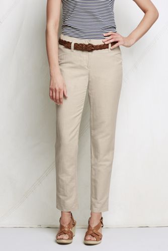 Women's Linen/Cotton Slim Ankle Trousers