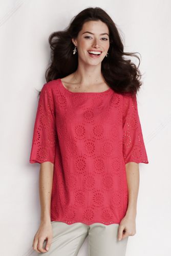 Women's Half-sleeve Broderie Anglaise Top 