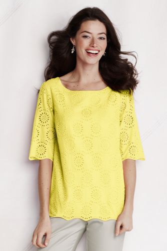 Women's Half-sleeve Broderie Anglaise Top 