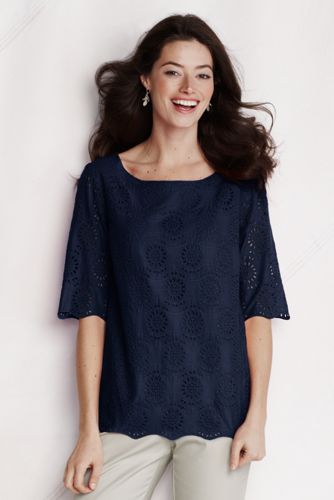 Women's Half-sleeve Broderie Anglaise Top 