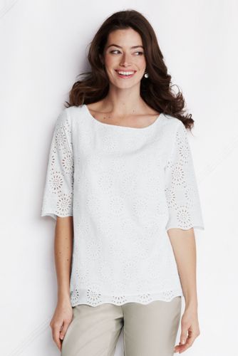 Women's Half-sleeve Broderie Anglaise Top 