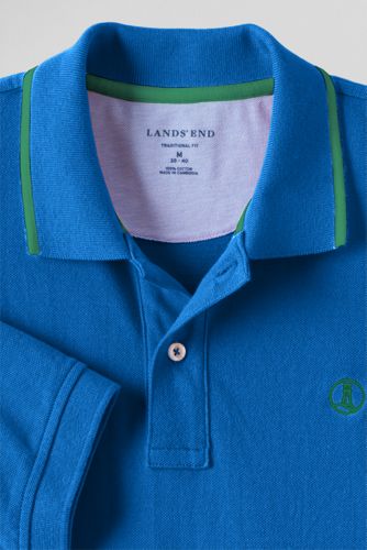 Men's Short Sleeve Tipped Collar Logo Pique Polo 