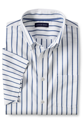 Men's Short Sleeve Traditional Fit No Iron Sportshirt - White Stripe