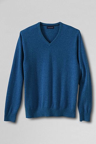 Fine Gauge Cashmere V-neck Sweater 447505: Lapis Blue Heather