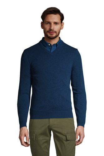 【送料無料】【ランズエンド LANDS' END】メンズ・ランズエンド・カシミヤ／Vネック／長袖/M/ブルー