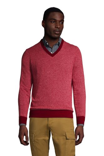 【送料無料】【ランズエンド LANDS' END】メンズ・ランズエンド・カシミヤ／Vネック／長袖/M/レッド