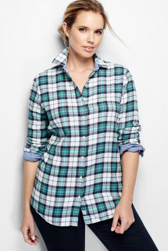 Women's Plus Size Flannel Shirt - Winter White Tartan