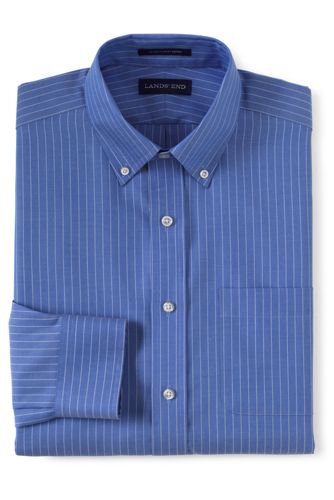 【ランズエンド LANDS' END】メンズ・ノーアイロン・スーピマ・ピンポイント・リングフリー/柄/ボタンダウン/ベーシックフィット/長袖 ランズエンド