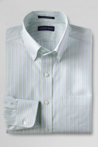 【ランズエンド LANDS' END】メンズ・ノーアイロン・スーピマ・ピンポイント・リングフリー/柄/ボタンダウン/ベーシックフィット/長袖 ランズエンド