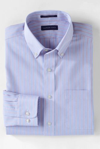 【ランズエンド LANDS' END】メンズ・ノーアイロン・スーピマ・ピンポイント・リングフリー/柄/ボタンダウン/ベーシックフィット/長袖 ランズエンド