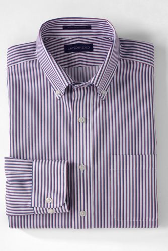 【ランズエンド LANDS' END】メンズ・ノーアイロン・スーピマ・ピンポイント・リングフリー/柄/ボタンダウン/ベーシックフィット/長袖 ランズエンド