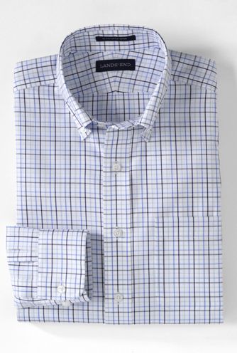 【ランズエンド LANDS' END】メンズ・ノーアイロン・スーピマ・ピンポイント・リングフリー/柄/ボタンダウン/ベーシックフィット/長袖 ランズエンド