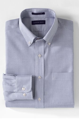 【ランズエンド LANDS' END】メンズ・ノーアイロン・スーピマ・ピンポイント・リングフリー/柄/ボタンダウン/ベーシックフィット/長袖 ランズエンド
