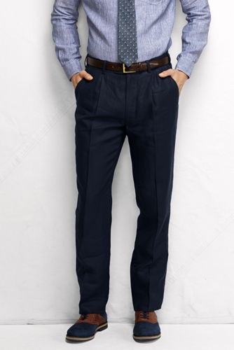 【ランズエンド LANDS' END】メンズ・ベアードマクナット・アイリッシュリネン・パンツ/シングルプリーツ ランズエンド