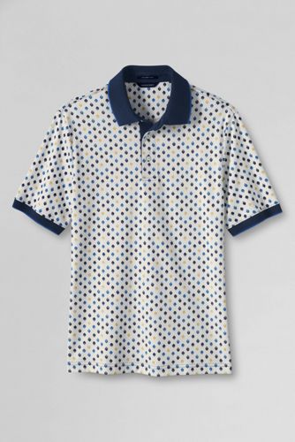【ランズエンド LANDS' END】メンズ・スーピマ・インターロック・ポロ/プリント/半袖 ランズエンド