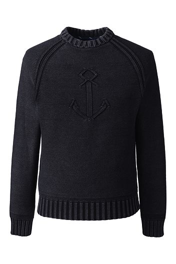 Drifter Anchor Cotton Sweater 460766: Black