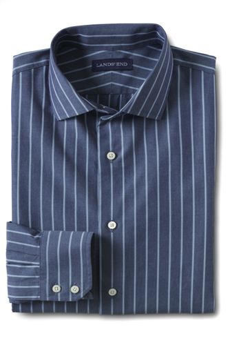 【ランズエンド LANDS' END】メンズ・パターンシャンブレー/スプレッドカラー/アドバンスフィット/長袖 ランズエンド