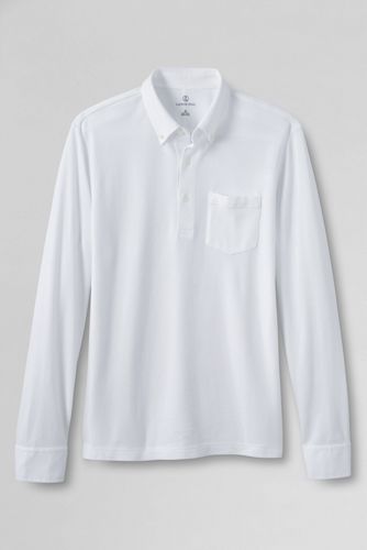【ランズエンド LANDS' END】メンズ・スーピマ・オックスフォードニット・ドレスポロ/長袖 ランズエンド