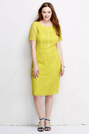 Women's Plus Size Short Sleeve Lace Sheath Dress - Limelight