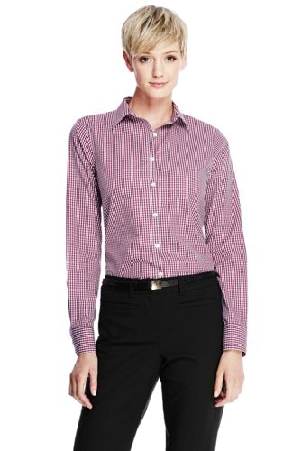 Women's Long Sleeve No Iron Shirt - Raspberry Wine Gingham