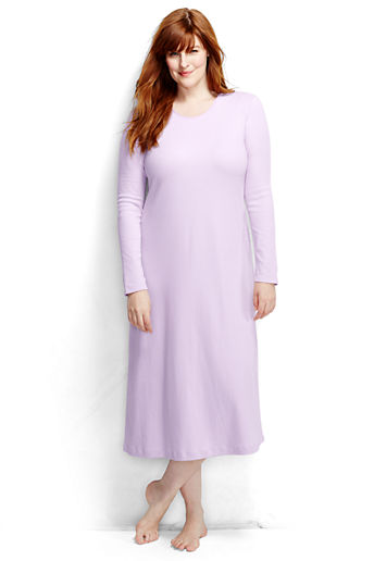 Women's Plus Size Long Sleeve Midcalf Nightgown - Pale Lilac