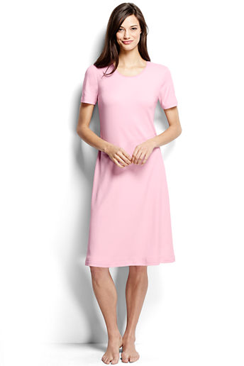 Women's Short Sleeve Knee Nightgown - Light Pink