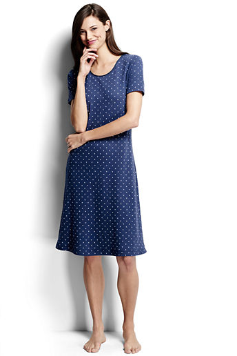 Women's Short Sleeve Knee Nightgown - Patriot Blue Tiny Dots