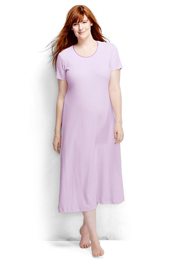 Women's Plus Size Short Sleeve Midcalf Nightgown - Pale Lilac