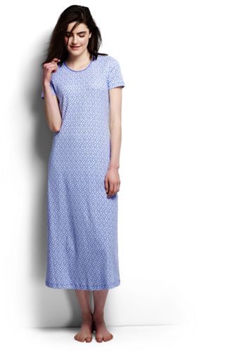Women's Short Sleeve Midcalf Nightgown - Medium French Blue Geo