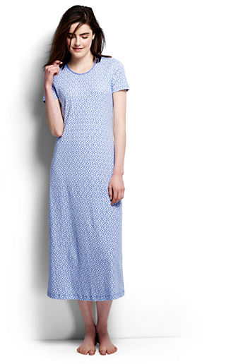 Women's Short Sleeve Midcalf Nightgown - Medium French Blue Geo