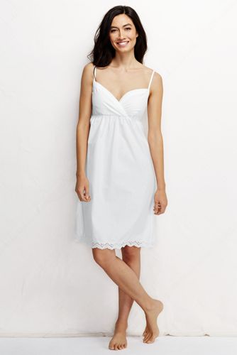 Women's Poplin Embroidered Gown - White