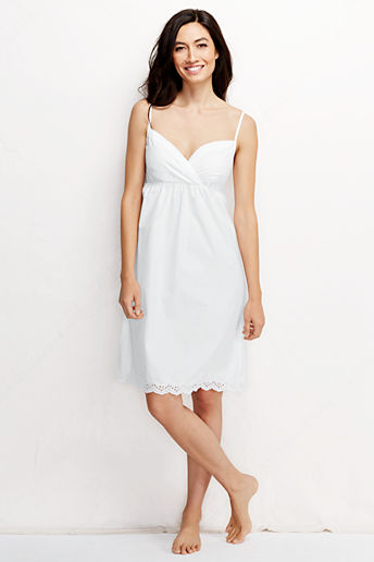 Women's Poplin Embroidered Gown - White