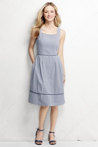 Women's Seersucker Sundress - Evening Sky Stripe
