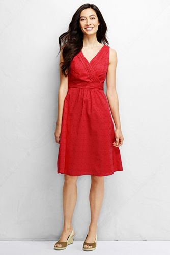 Women's Woven Tuck Fit and Flare Dress - Hibiscus