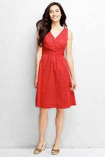 Women's Woven Tuck Fit and Flare Dress - Hibiscus